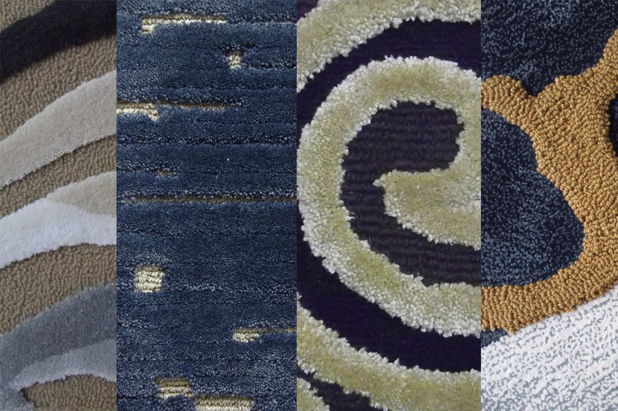 Modern hand-tufted luxury rug featuring abstract floral patterns